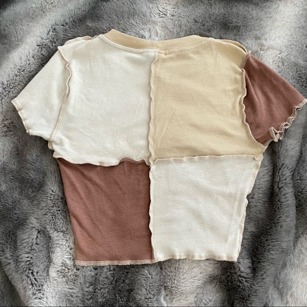 Sky & Sparrow Brown Neutral Patchwork Seam Crop B… - image 6